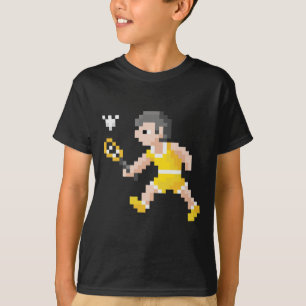 Camiseta Jogador de Badminton do Pixel Art do Jogo Retroati