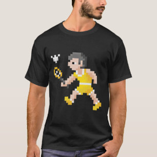 Camiseta Jogador de Badminton do Pixel Art do Jogo Retroati
