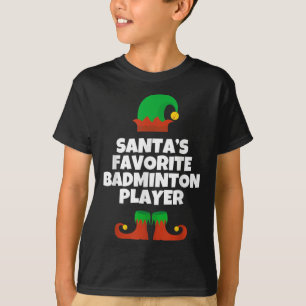 Camiseta Jogador de Badminton Favorito do Papai Noel Chapéu