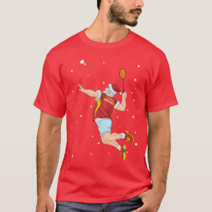 Camiseta Jogador de Badminton Papai Noel Esporte Natal amig