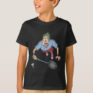 Camiseta Jogador de Badminton Saltando