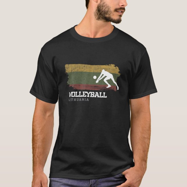Camiseta Jogador de Bandeira do Voleibol Lituânia (Frente)