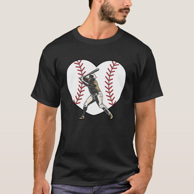 Camiseta Jogador de Baseball com Bateria do Coração com Bei (Frente)