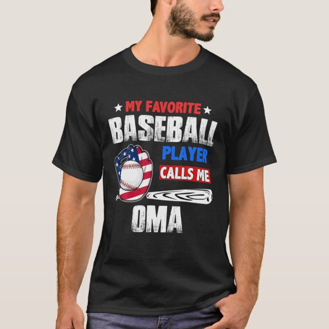 Camiseta Jogador de Baseball Favorito Me Chama De Bandeira  (Frente)