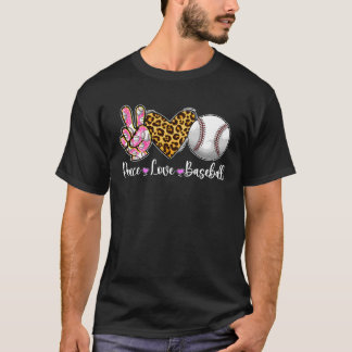 Camiseta Jogador de Baseball Leopardo Leopardo Peace Love
