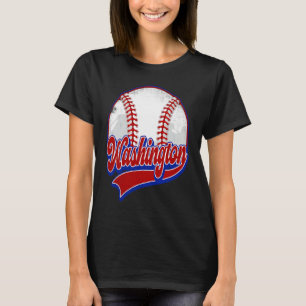 Camiseta Jogador de Basebol da Vintage Washington Cityscape