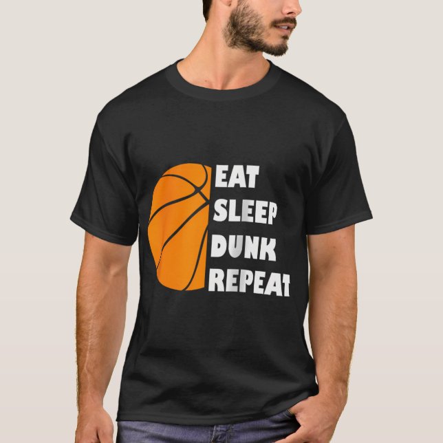 Camiseta Jogador de basquete comeu Dunk Repetindo Tee Baseb (Frente)