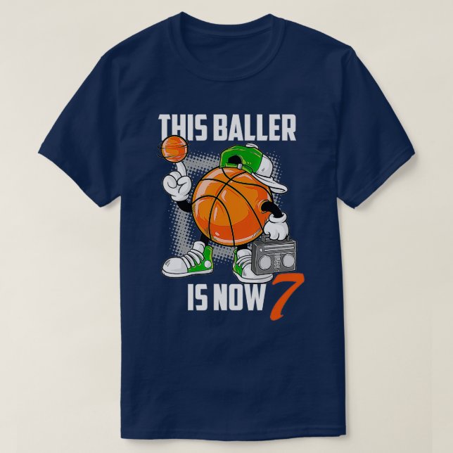 Camiseta Jogador De Basquete De Aniversário De 7, Funny, 7  (Frente do Design)