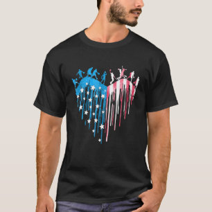 Camiseta Jogador de basquete de beleza Heart American Flag