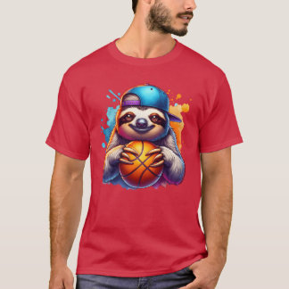 Camiseta Jogador de Basquete de Preguiça Design Divertido d