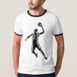 Camiseta Jogador de Basquete Enterrada Design Sombrio