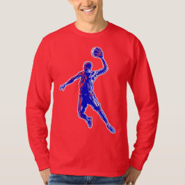 Camiseta Jogador de Basquete Enterrada, Design Vermelho e A