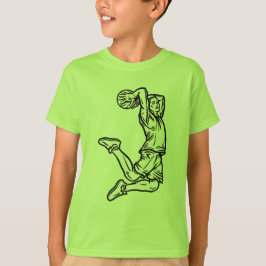 Camiseta Jogador de Basquete Fazendo Design Escuro de Slam 