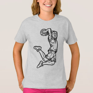 Camiseta Jogador de Basquete Fazendo Design Escuro de Slam