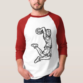 Camiseta Jogador de Basquete Fazendo Design Escuro de Slam 