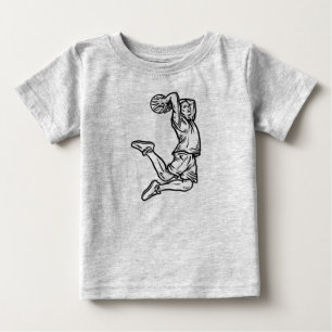 Camiseta Jogador de Basquete Fazendo Design Escuro de Slam 