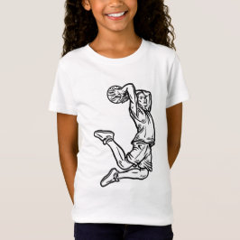 Camiseta Jogador de Basquete Fazendo Slam Dunk Design Escur