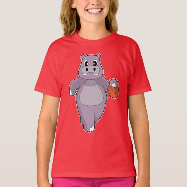 Camiseta Jogador de Basquete Hipopótamo Basquete (Frente)