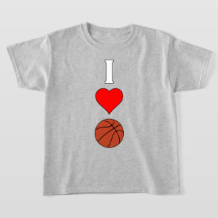 Camiseta Jogador de basquete I Love/Heart Basball de menina