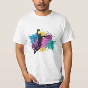 Camiseta Jogador de Basquete Mancha de Cor Sujada