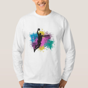 Camiseta Jogador de Basquete Mancha de Cor Sujas