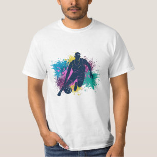 Camiseta Jogador de Basquete Mancha de Cor Sujas