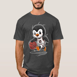 Camiseta Jogador de basquete Pinguim Número 10 Driblando di