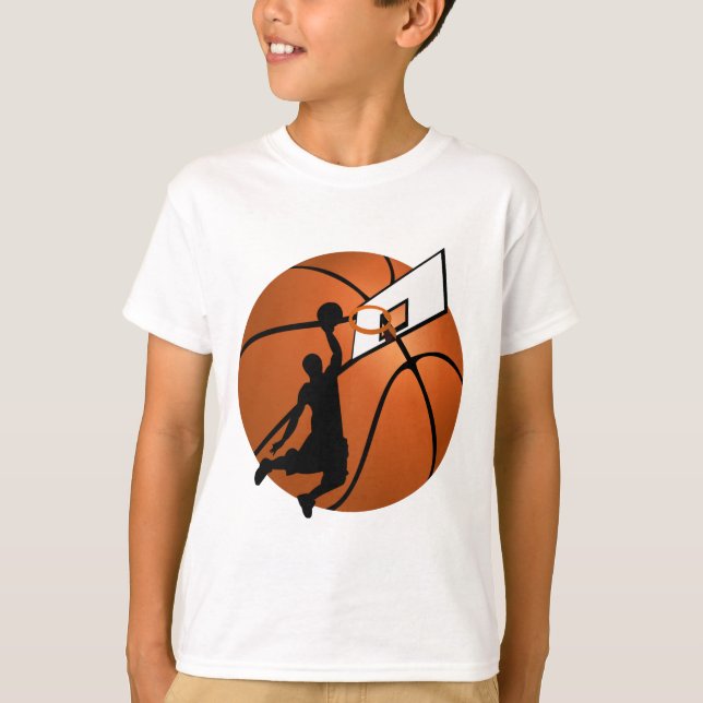 Camiseta Jogador de Basquete Slam Dunk com Hoop na Bola (Frente)