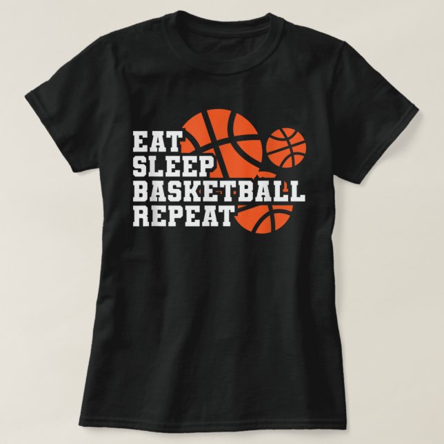 Camiseta Jogador de basquete T-Sh para repetir o sono (Frente do Design)