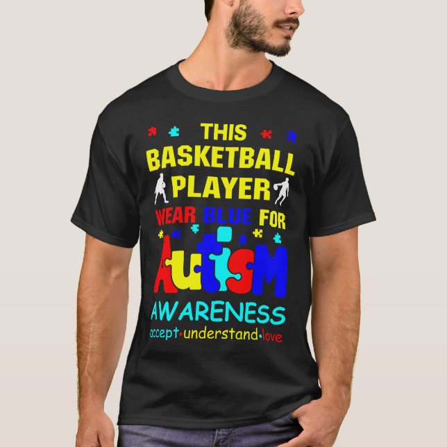 Camiseta Jogador de basquete Veste Azul para Sensibilização (Frente)