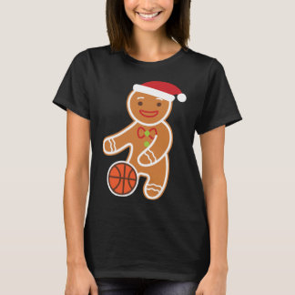 Camiseta Jogador de basquetebol Gingerbird Engraçado Natal