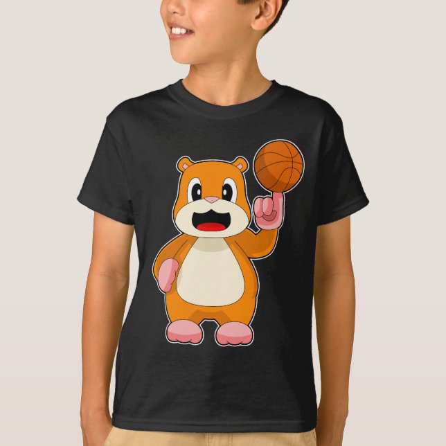 Camiseta Jogador de basquetebol Hamster Basquetebol (Frente)
