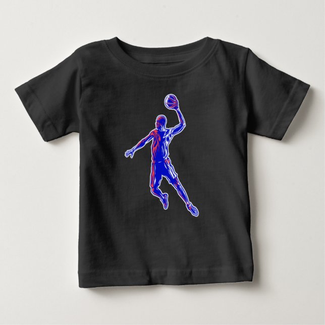 Camiseta Jogador de basquetebol Slam Dunk, Vermelho e Azul  (Frente)