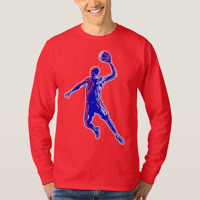 Camiseta Jogador de basquetebol Slam Dunk, Vermelho e Azul  (Frente)