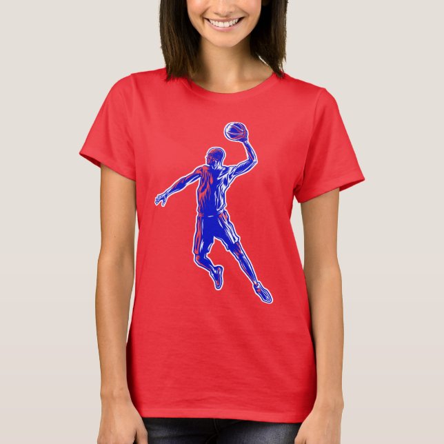 Camiseta Jogador de basquetebol Slam Dunk, Vermelho e Azul  (Frente)