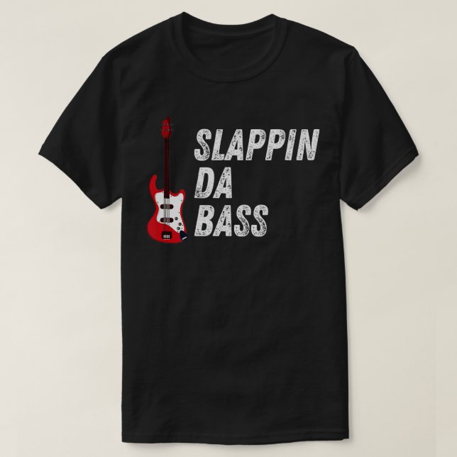 Camiseta Jogador de Bass Slappin Da Bass Ajudador De Violão (Frente do Design)
