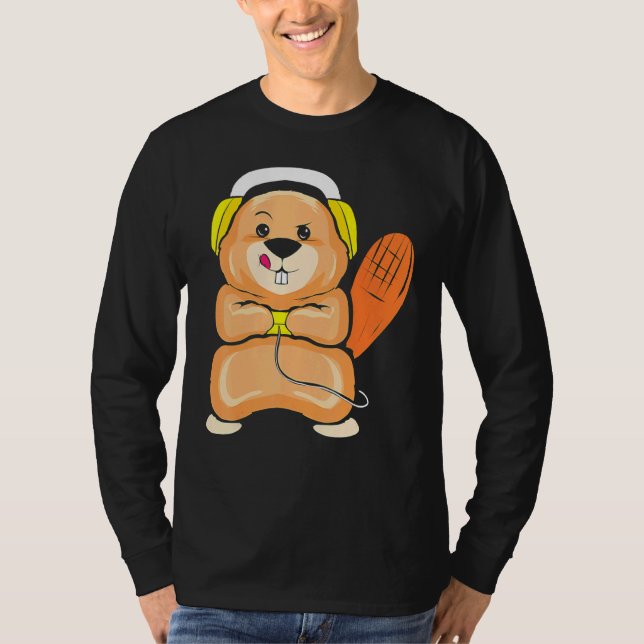 Camiseta Jogador De Beaver Para Jogos Para Jogador De Jogos (Frente)