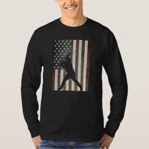 Camiseta Jogador de Beisebol Batedor EUA Bandeira Americana