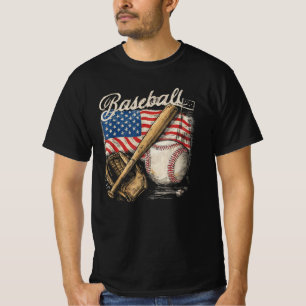Camiseta Jogador de beisebol com bandeira americana Batedor