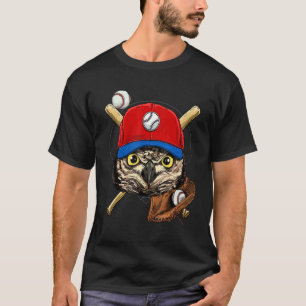 Camiseta Jogador de beisebol Coruja Pássaro Arremessador Re