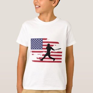 Camiseta Jogador de beisebol da Bandeira Americana Silhouba
