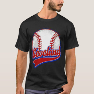 Camiseta Jogador de beisebol da Vintage Cleveland Cityscape