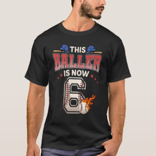 Camiseta Jogador De Beisebol De Boas-Feiras De 6 Aniversári