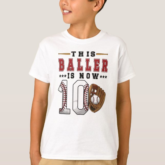 Camiseta Jogador de beisebol do 10º Aniversário do 10º Aniv (Frente)