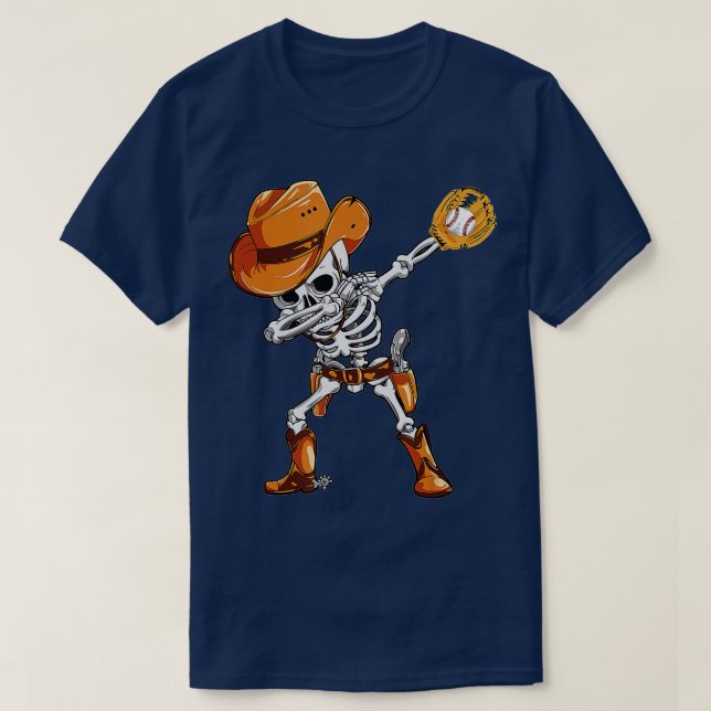 Camiseta Jogador de beisebol do Skeleton Pirate Halloween (Frente do Design)