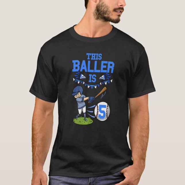 Camiseta Jogador De Beisebol Este Jogador É 5 Aniversário D (Frente)