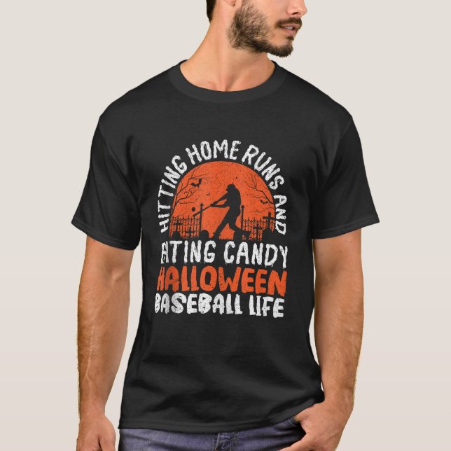 Camiseta Jogador De Beisebol No Halloween Ou Treine Basebal (Frente)