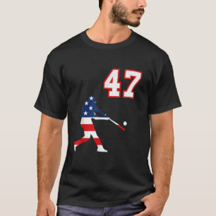 Camiseta Jogador de beisebol número 47 com bandeira america