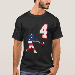 Camiseta Jogador de beisebol número 4 com bandeira american