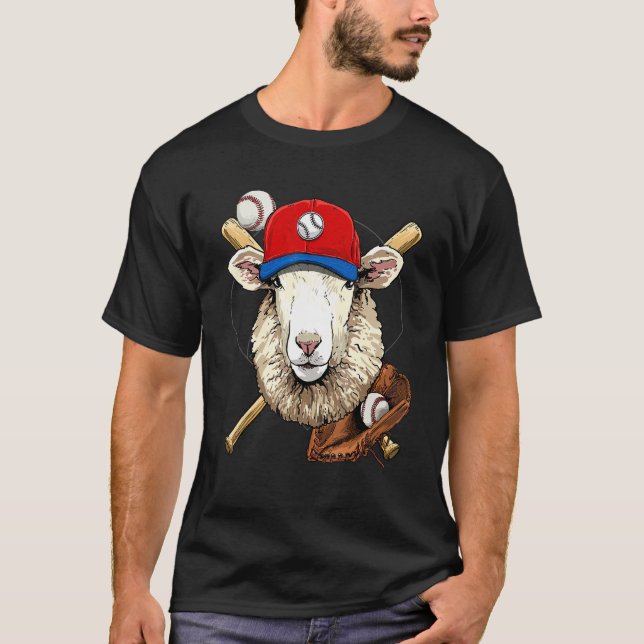 Camiseta Jogador de beisebol ovelha cordeiro arremessador r (Frente)
